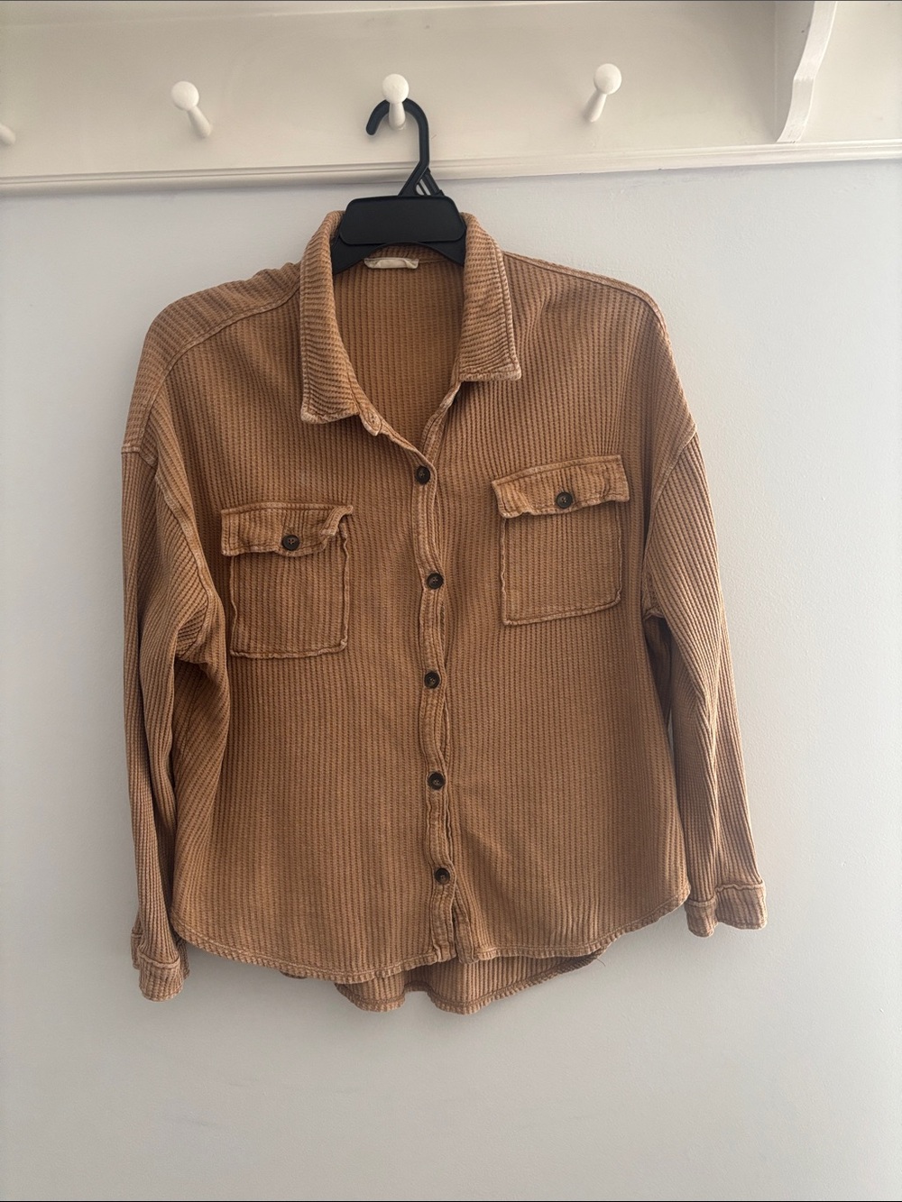 Altar'd State Camel Corduroy Button-Down Shirt